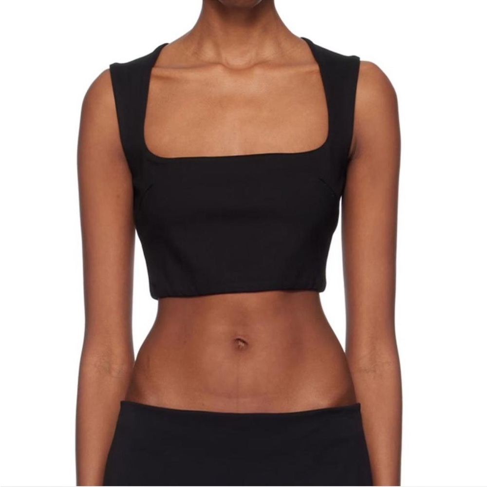 Danielle Guizio Celestial Stretch Crop Top in Black